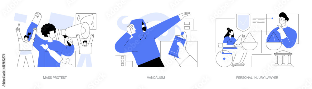 Riots outrage abstract concept vector illustrations.