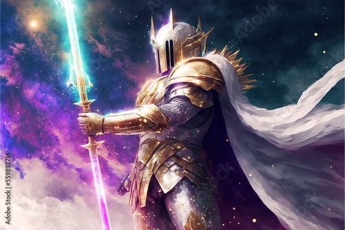 A star knight in futuristic armor