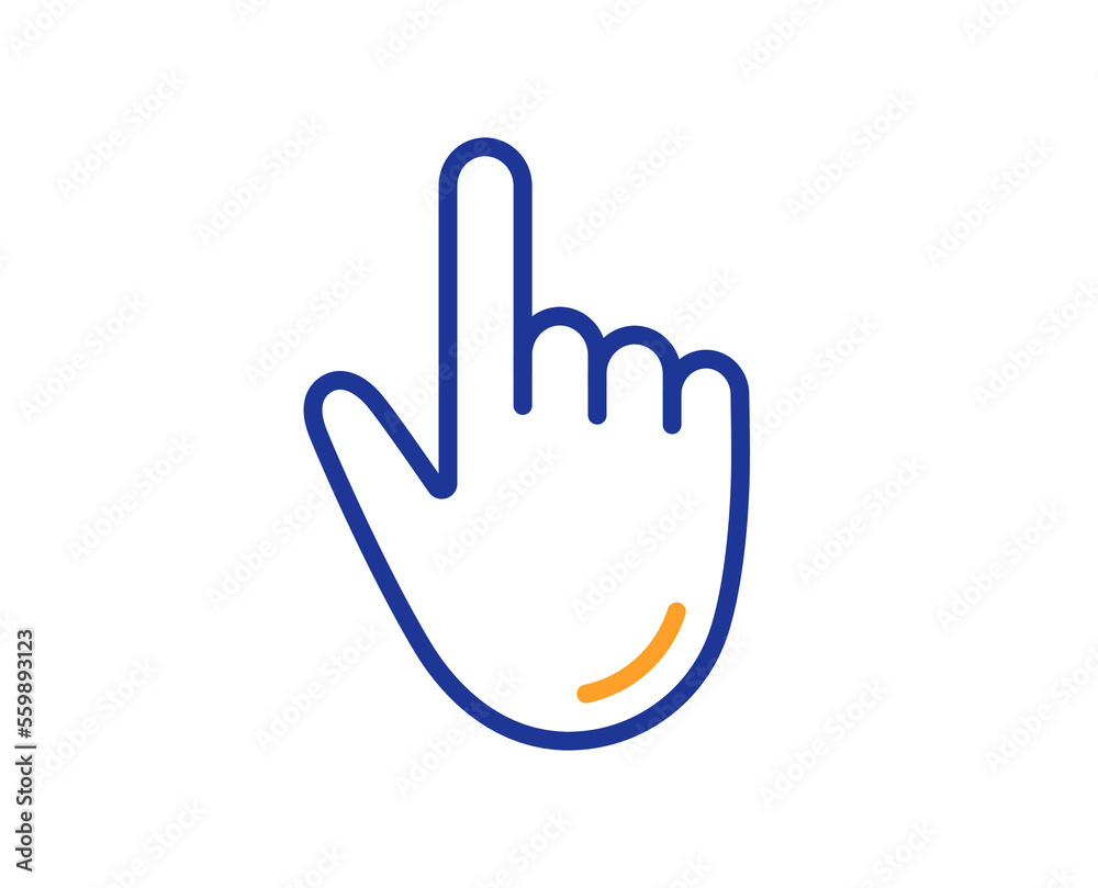 Hand cursor line icon. Click action sign. Finger pointer symbol. Colorful thin line outline concept. Linear style cursor icon. Editable stroke. Vector Hand cursor line icon. Click action sign. Finger pointer symbol. Colorful thin line outline concept. Linear style cursor icon. Editable stroke. Vector