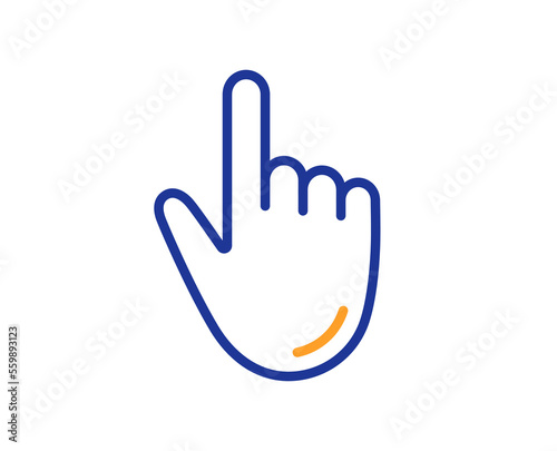 Hand cursor line icon. Click action sign. Finger pointer symbol. Colorful thin line outline concept. Linear style cursor icon. Editable stroke. Vector