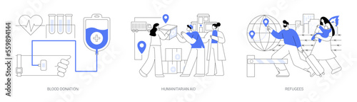 Humanitarian help abstract concept vector illustrations.