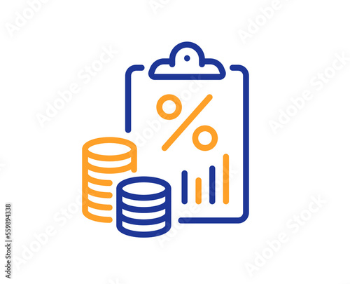 Tax document line icon. Tax rate report sign. Payroll file symbol. Colorful thin line outline concept. Linear style tax document icon. Editable stroke. Vector