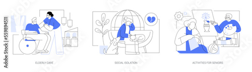 Older generation lifestyle abstract concept vector illustrations.