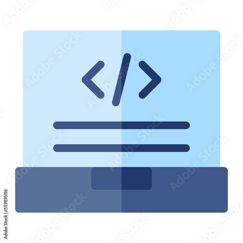 Isolated programming in flat icon on white background. Coding, laptop, script © edi prastyo