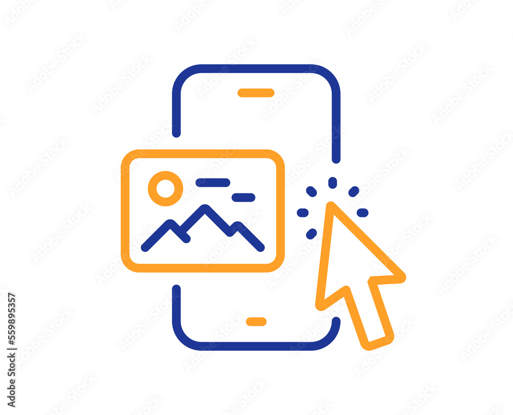 Phone image line icon. Smartphone app sign. Cellphone mobile device symbol. Colorful thin line outline concept. Linear style phone image icon. Editable stroke. Vector Phone image line icon. Smartphone app sign. Cellphone mobile device symbol. Colorful thin line outline concept. Linear style phone image icon. Editable stroke. Vector