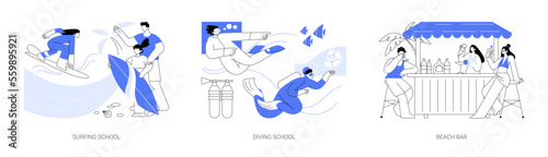 Summer vacation activity abstract concept vector illustrations.