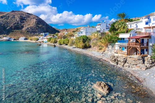 Lendas is a remote peaceful village in South Crete, with amazing rock formations, Greece. photo