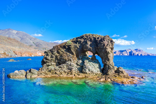 Lendas is a remote peaceful village in South Crete, with amazing rock formations, Greece. photo