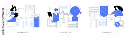 Fire prevention abstract concept vector illustrations.