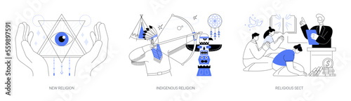 Spiritual movement abstract concept vector illustrations.