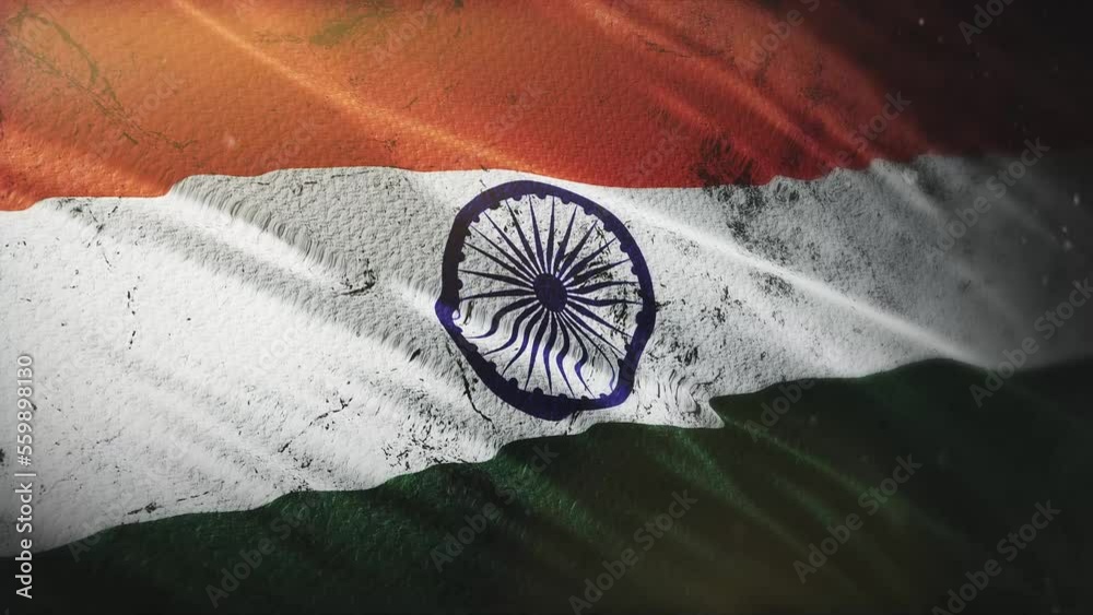 Grunge India Flag Waving with Cinematic Style India Flag Waving with