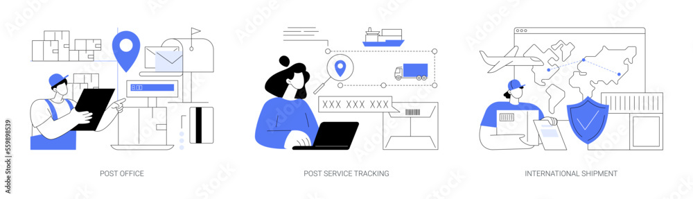 Parcel delivery abstract concept vector illustrations.