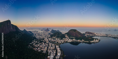 Aerial view of Lagoa Rodrigo de Freitas at sunset - Rio de Janeiro photo