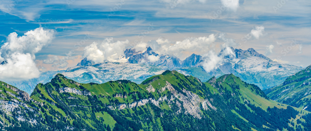 Switzerland 2022, Beautiful view of the Alps from Niederbauen. Fronalpstock. Switzerland 2022, Beautiful view of the Alps from Niederbauen. Fronalpstock.
