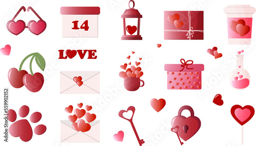 Valentines Day vector collection. Set of illustrations for Valentines Day. Nice design for celebration, greeting card and invitations.