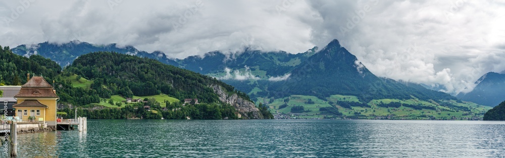 Switzerland 2022, Beautiful view of the Alps. Vitznau.