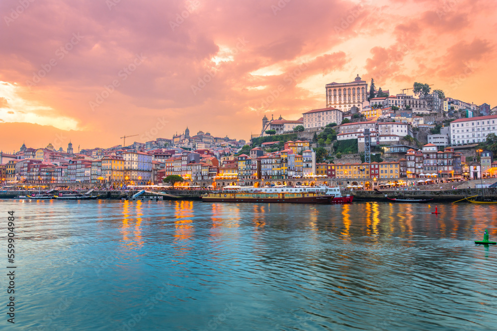 old town of Porto at river Duoro, Portugal