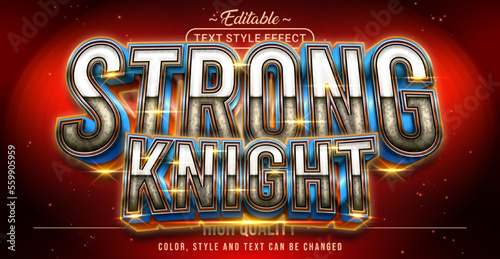 Fototapeta Naklejka Na Ścianę i Meble -  Editable text style effect - Strong Knight text style theme.