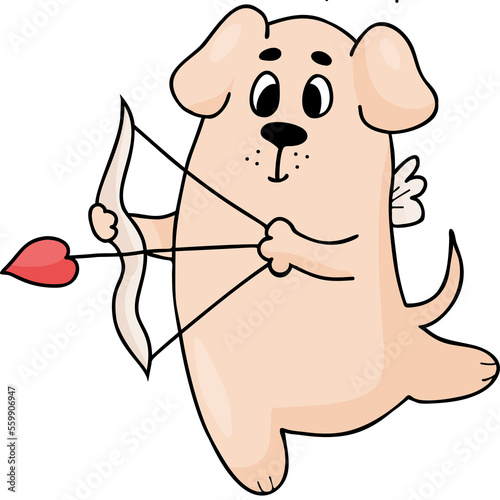 Cupid dog with an arrow