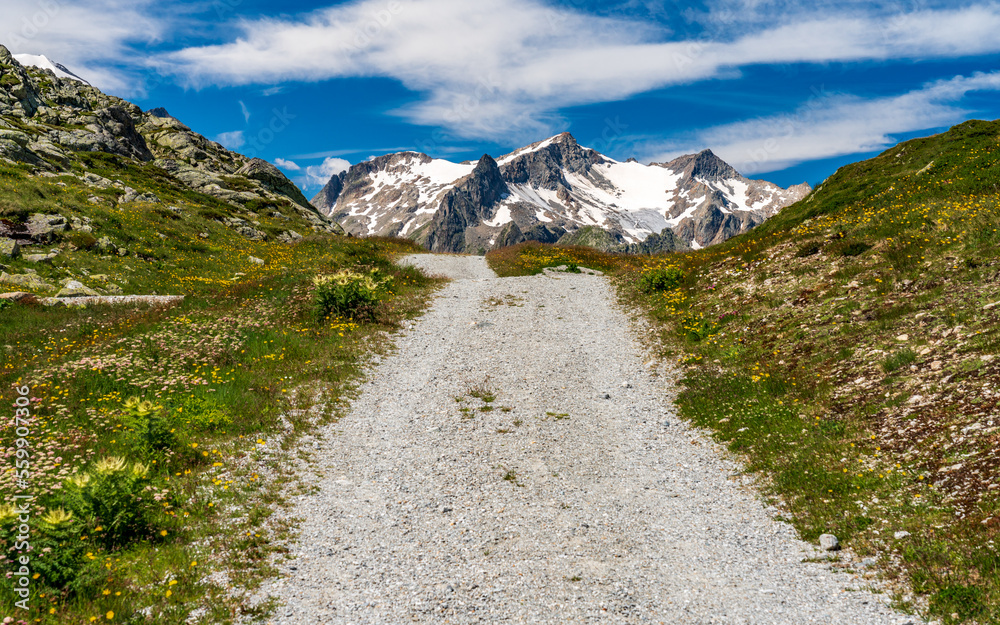 Switzerland 2022, Beautiful view of the Alps from SustenPass. Glasier.