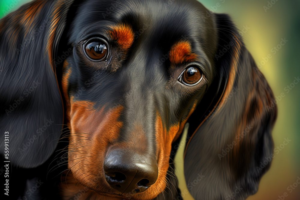 Beautiful dachshund dog up close. Generative AI