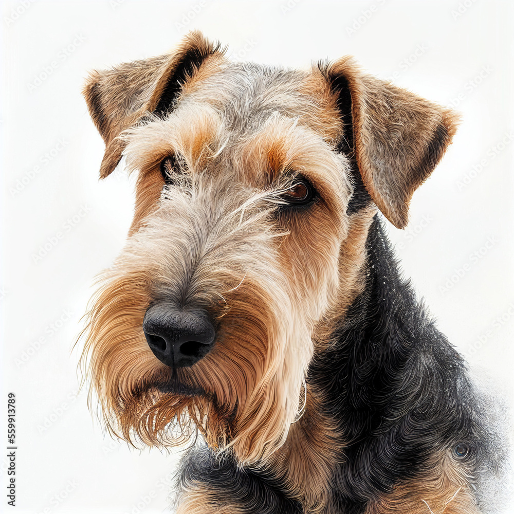 Airedale Terrier image with white background ultra realistic Airedale Terrier image with white background ultra realistic