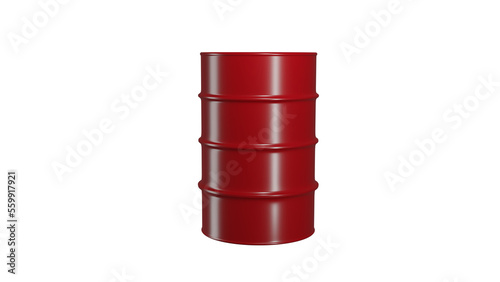 Red metal oil barrel isolated on transparent background. Industry concept. 3D render photo