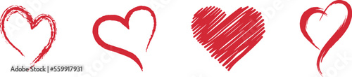 Horizontal set for Ink Brush hearts. Heart Symbol. heart icon. shaped logo.  lovers, romance, valentines, valentine, romantic, concept, card, marriage, two, valentine day, variety, affection, happines