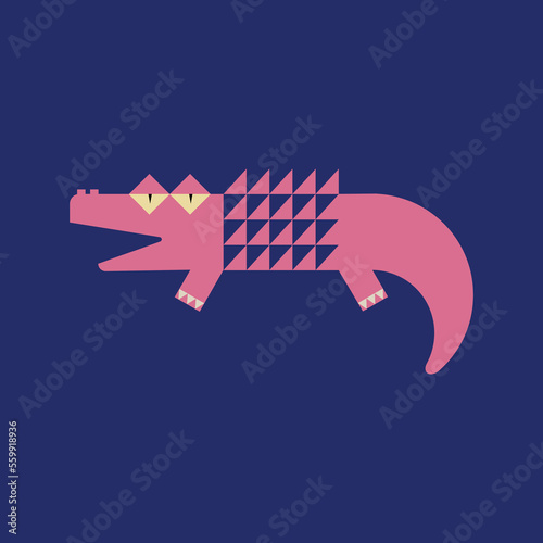 pink crocodile logo concept
