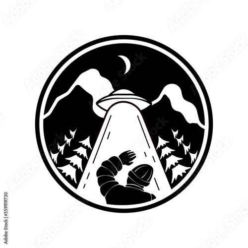 illustration of a black and white logo with unidentified aerial phenomenon (UAP) image