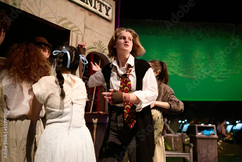 SEWICKLEY, PA, USA - MARCH 2ND 2022: High School students  are performing in an annual musical show.