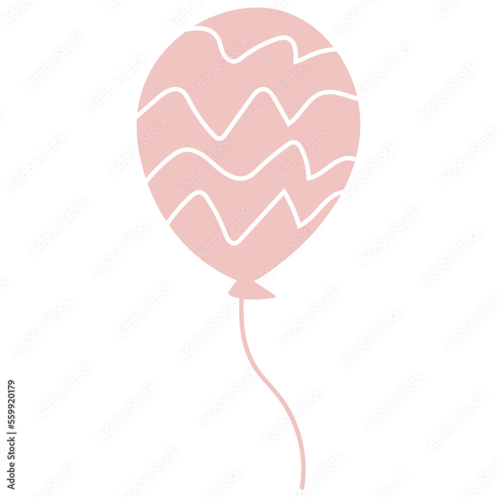 Birthday balloon decoration party hand drawn flat illustration isolated