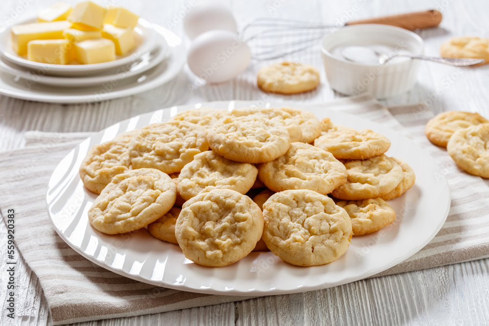 amish sugar cookies on plate, top view amish sugar cookies on plate, top view