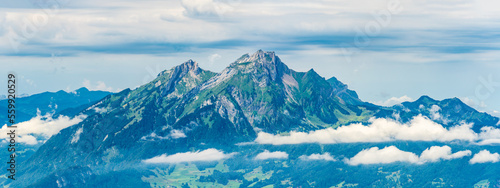 Switzerland 2022, Beautiful view of the Alps from Rigi Kulm. Pilatus and lake Luzern. © AlehAlisevich