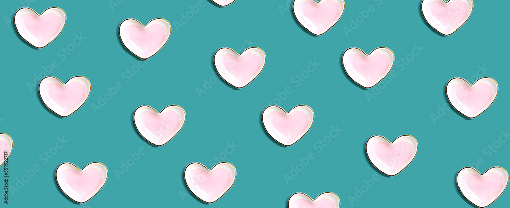 Appreciation theme with heart dishes - flat lay Appreciation theme with heart dishes - flat lay