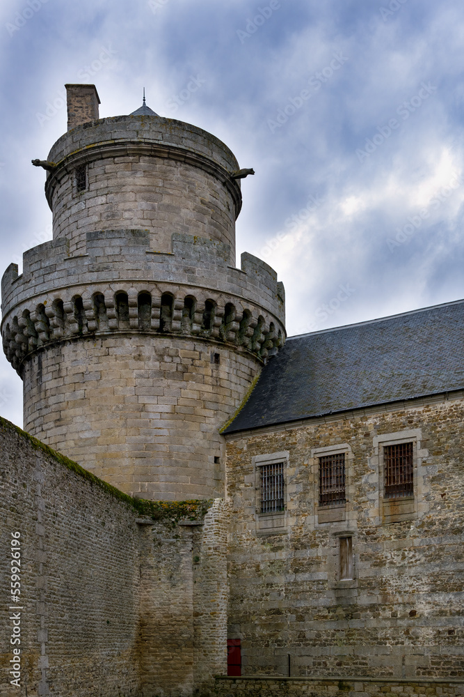 Detail of the medieval castle of the Dukes of Alençon, Normandy, France