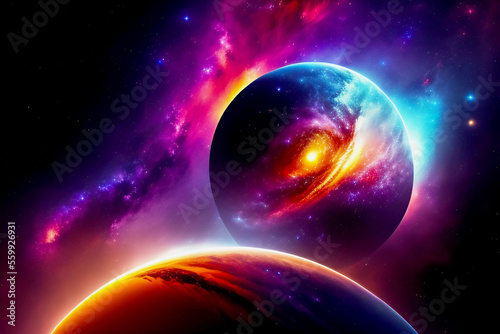 3d wallpaper of colorful space stars galaxy nebula 3d rendering