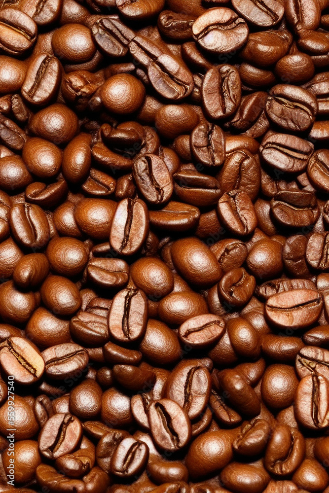 Fototapeta premium Roasted coffee beans background. IA Tehnology