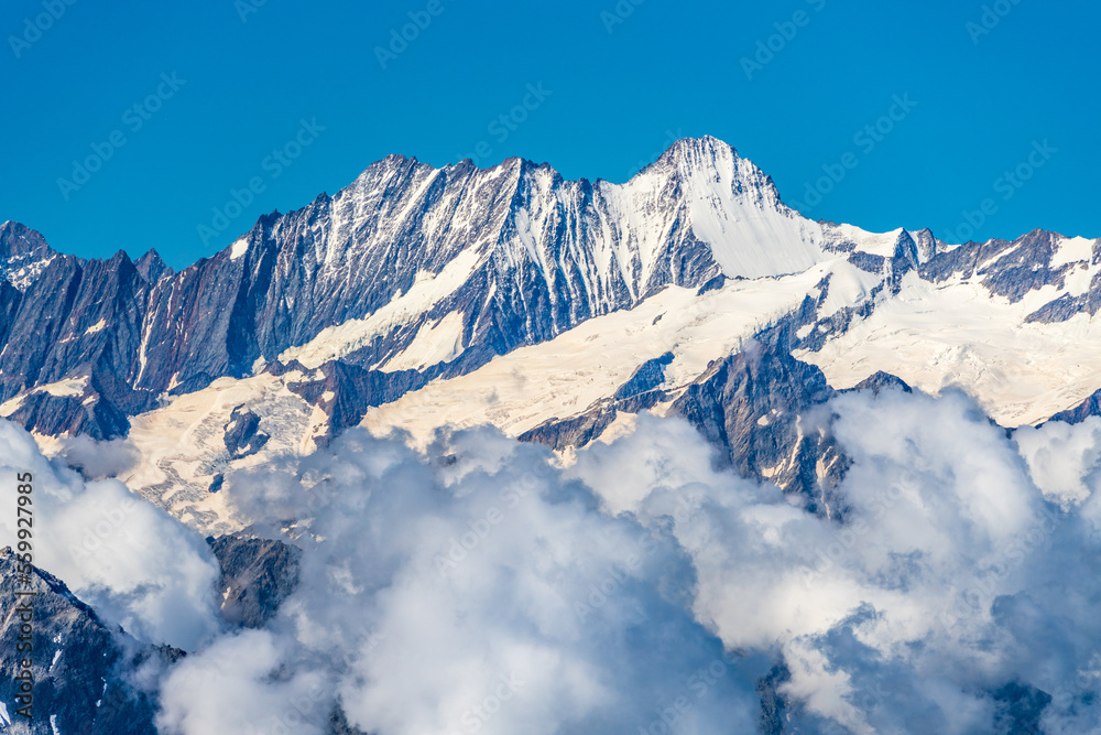 Switzerland 2022, Beautiful view of the Alps and Blue Sky around Titlis mountain.