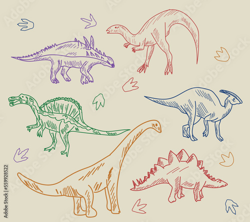Dinosaur skeleton set diplodocus, triceratops, t-rex, stegosaurus, parasaurolophus etc.