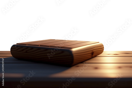 WOODEN TABLE WITH TRANSPARENT BACKGROUND  photo