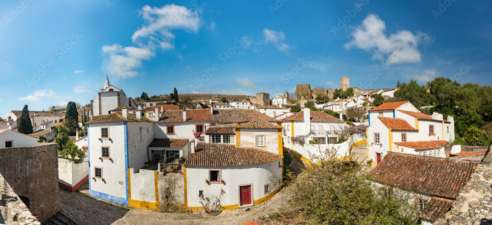 Aerial view of beautiful medieval village Obidos in the centre of Portugal