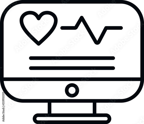 Online heart rate monitor icon outline vector. Patient record. Tablet report