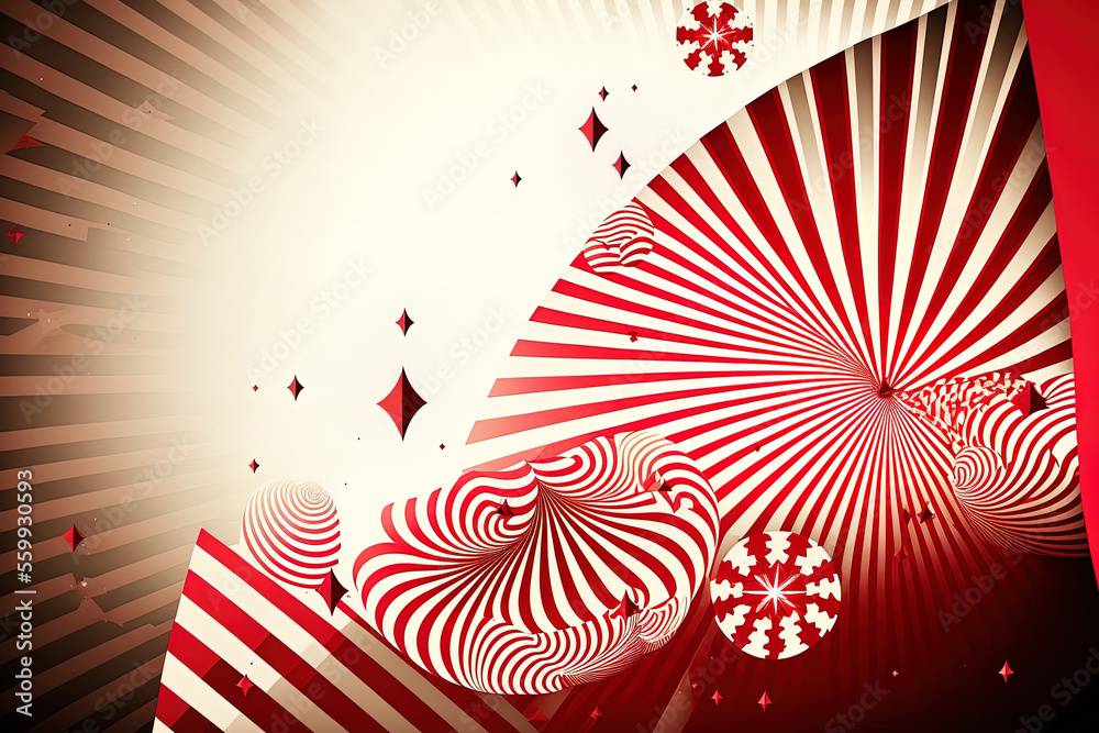 Holiday card with abstract red geometric technology background. Generative AI