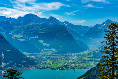 Switzerland 2022  Beautiful view of the Alps from Niederbauen. Altdorf.