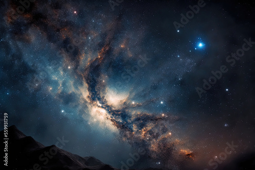 Milky Way galaxy in the cosmos  containing stars and cosmic dust. Generative AI