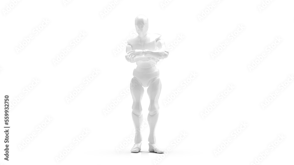 Detailed appearance of the white AI robot under white background. Concept 3D CG of automatic operation, optimization and block chain. PNG file format. Detailed appearance of the white AI robot under white background. Concept 3D CG of automatic operation, optimization and block chain. PNG file format.