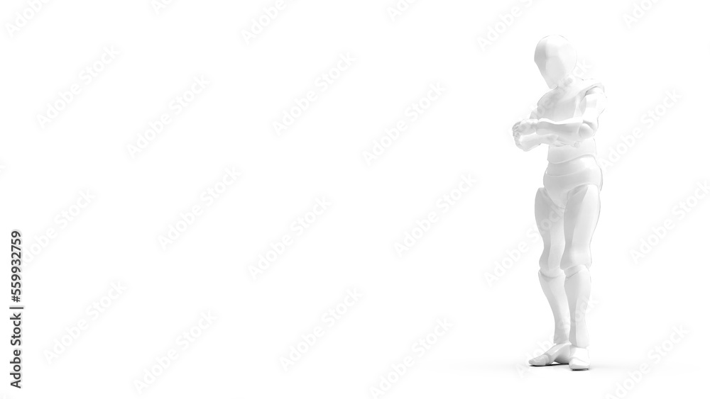 Detailed appearance of the white AI robot under white background. Concept 3D CG of automatic operation, optimization and block chain. PNG file format. Detailed appearance of the white AI robot under white background. Concept 3D CG of automatic operation, optimization and block chain. PNG file format.