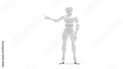 Detailed appearance of the white AI robot under white background. Concept 3D CG of automatic operation, optimization and block chain. PNG file format.