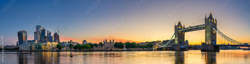 Tower Bridge panorama at sunrise in London Tower Bridge panorama at sunrise in London